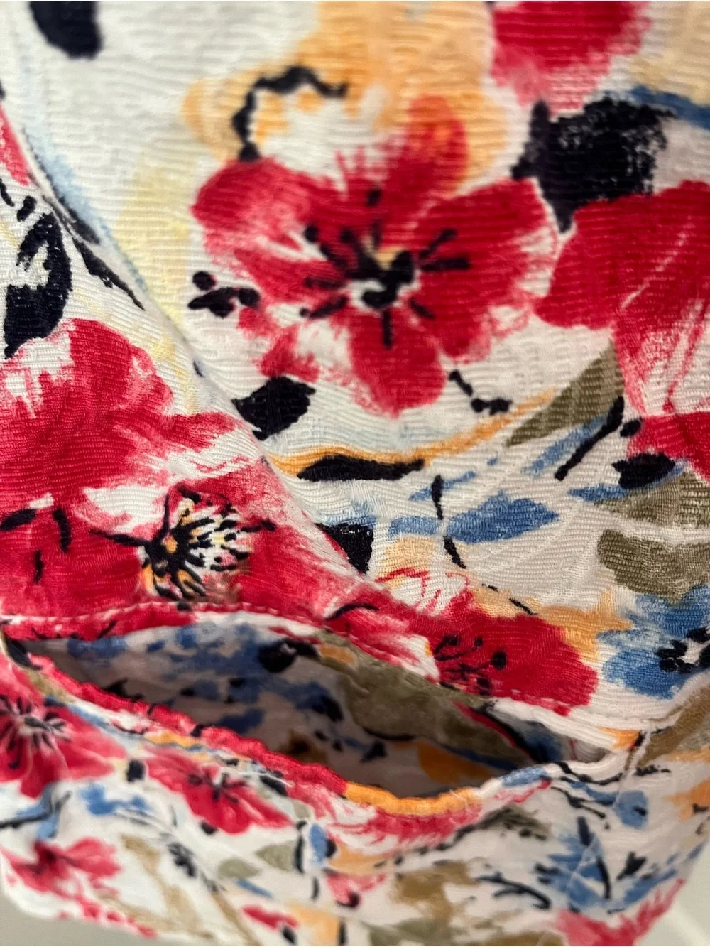 NWOT Koret Floral Button-Front Jacket - White with Red & Blue size 10
